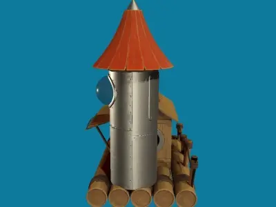 Floating House Hand-Painted Low-poly 3D model