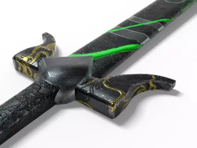 Black Green Fantasy Sword 3D model