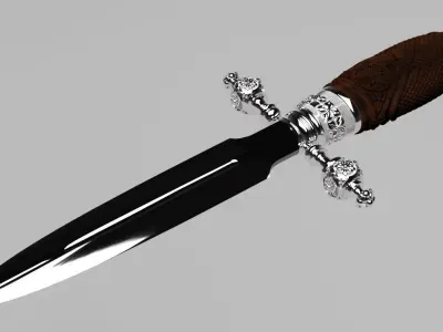 A delicate antique dagger knife 3D model
