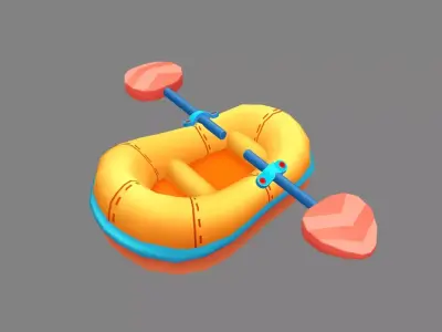 Cartoon kayaks - Inflatable boats Low-poly 3D model