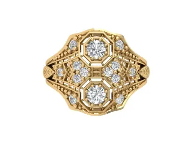 Solitaire Engagement Art Deco Ring 3D print model