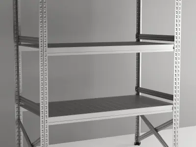 Warehouse shelf galvanized steel 3D model