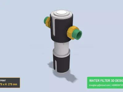 Stainless Steel Household Water Filter 40 Micron Cartridge 3D model purchase