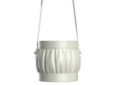 White Leather Round Basket Bag 3D model