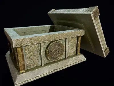 Aztec Stone Chest Low-poly 3D model