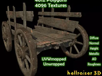 Wheel Cart - PBR - Textured Low-poly 3D model
