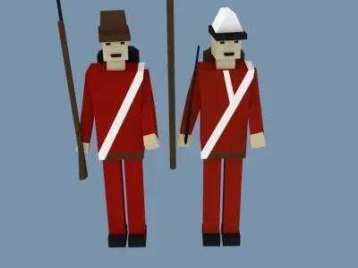 Rigged napoleonic soldiers  Free low-poly 3D model