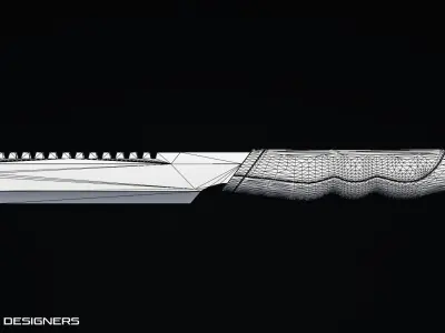 Chopper - Military combat Knife Low Poly PBR 3D Model Low-poly 3D model