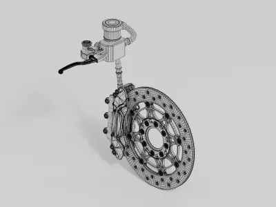 Motorcycle Brake Disc Assembly Model 3D model