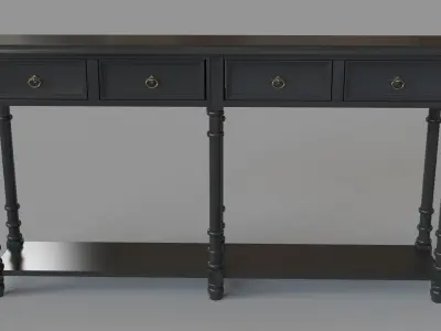 Classic Two Drawer Console Table Black 3D model