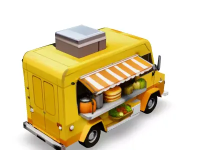LowPoly Food Truck 3D Model Low-poly 3D model
