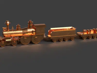 Steam train   Low-poly 3D model