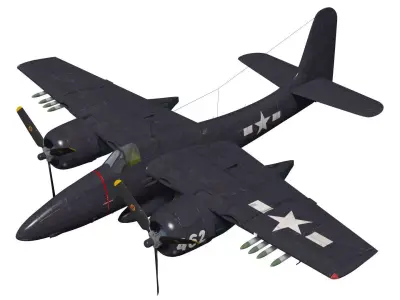 Grumman F7F Tigercat 3D model purchase