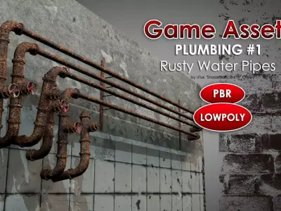 Rusty Plumbing Pipes Low-poly 3D model