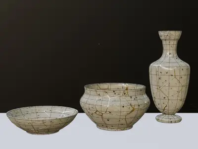 Kintsugi Vases Low-poly 3D model