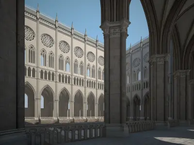 Courtyard of a Gothic Temple 3D model