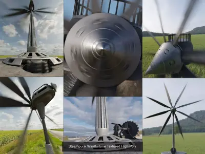Steampunk Windturbine Version 1 and 2 High-Poly 3D Model Pack