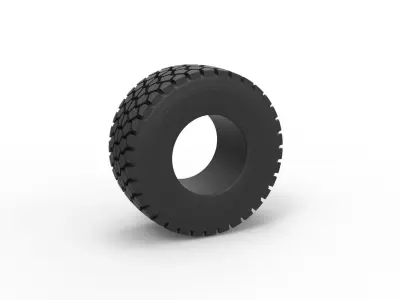 Military truck tire 9 Scale 1 to 25 3D print model