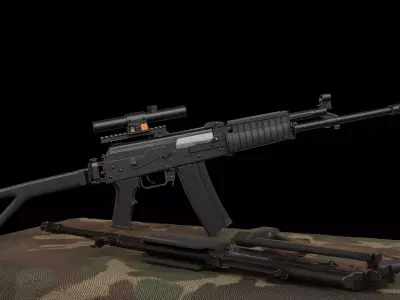 Modular assault rifle family Low-poly 3D model