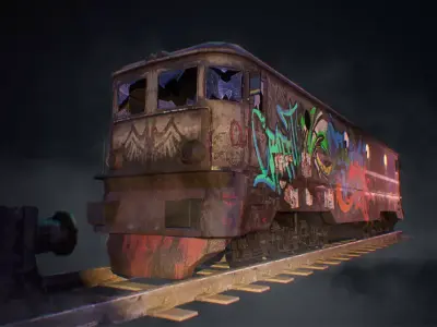 Vandalized Train Low-poly 3D model