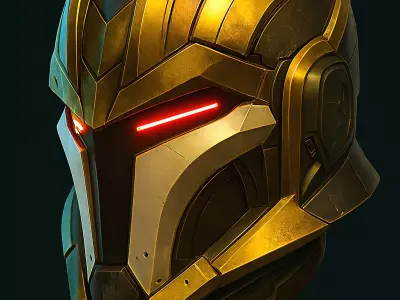 Void Sentinel Helmet Premium Futuristic Sci-Fi Warrior Printable Low-poly 3D model