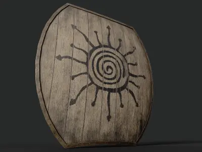 Slavic hybrid shield-painted black Sun symbol Low-poly 3D model