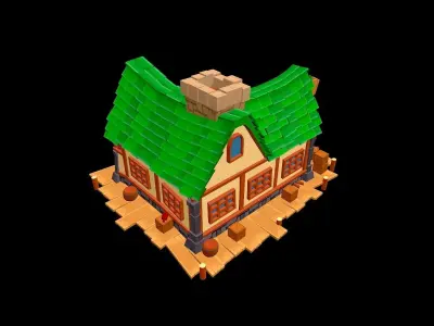 Seaport cartoon Low-poly 3D model