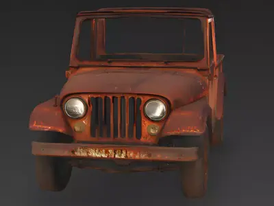 Realistic Rusty Abandoned Off-Road Vehicle 3D Model Low-poly 3D model