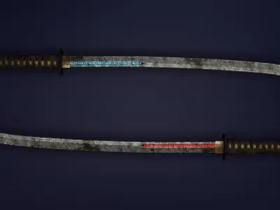 Rusted Rune Katana Low-poly 3D model