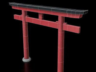 Japanese Torii gate  Low-poly 3D model