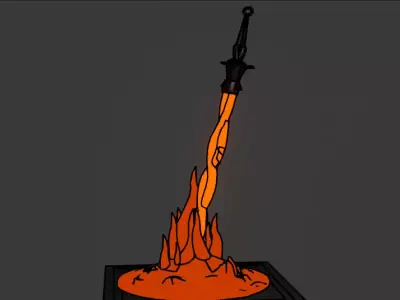 Fire Link Sword low poly 3D model