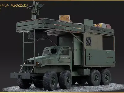 PBR-GrandPa Nomad-PostApocalyptic Truck Low-poly 3D model
