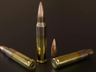 5-56 NATO Cartridge with M193 Bullet 3D model