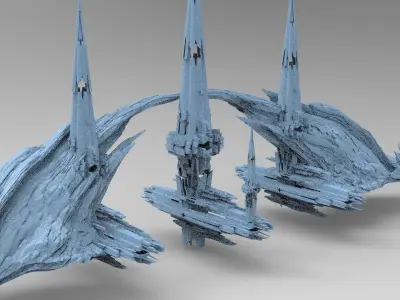 Sci fi Magma Cliff bridge 4  3D model