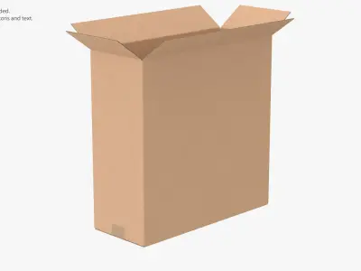 Cardboard Box 50x20x50 Half Open 3D model