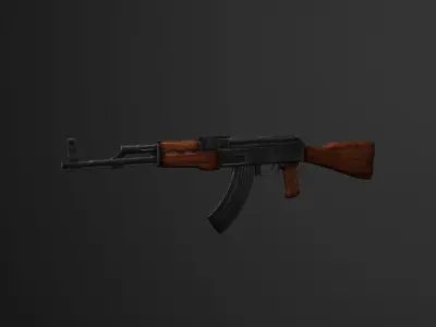 AK-47 Gun Realistic 3D Model rig Low-poly 3D model