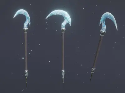 Set of 6 Elemental Scythe - Fantasy Medieval - Grim Reaper Low-poly 3D model