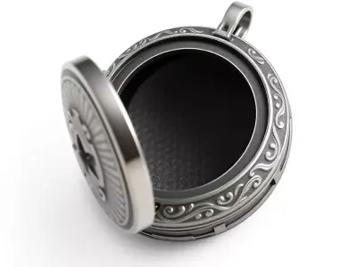 Ornate Silver Locket Pendant Low-poly 3D model