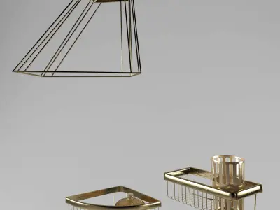 Bathroom gold set 3D model