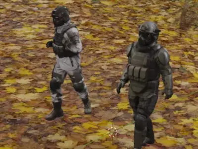 Soldier 3D model Game ready rigged with animation 3D model Low-poly 3D model