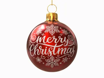 Red Christmas Ornament Merry Christmas Text &amp;ndash; Christmas Decoration 3D model