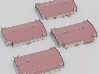Airport Hangar Exterior Pack 3 Low-poly 3D model