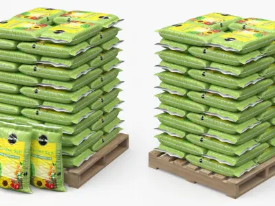 Garden Soil in Bags on Pallet 3D model