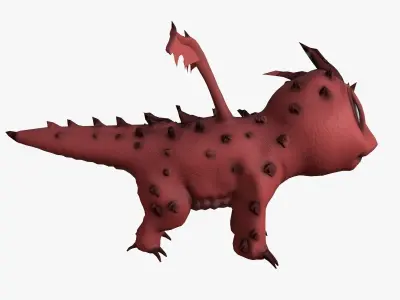 Rigged little cute dragon Low-poly 3D model