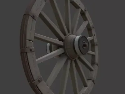 Realistic Wooden Cart Wheel 3d model 3D model