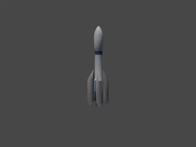 ROCKET WITH FUEL TANKS Low-poly 3D model