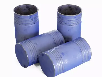 Old Steel Barrel 05 Low-poly 3D model