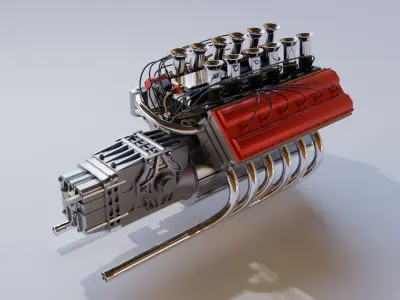 V12 car engine 3D model 3D model