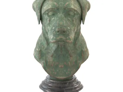 Dog bust oxydated statues Low-poly 3D model