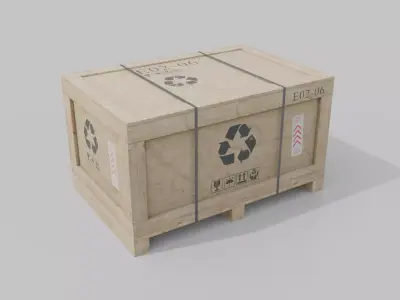 Regular Wooden Crate - Customizable Shipping Box Low-poly 3D model